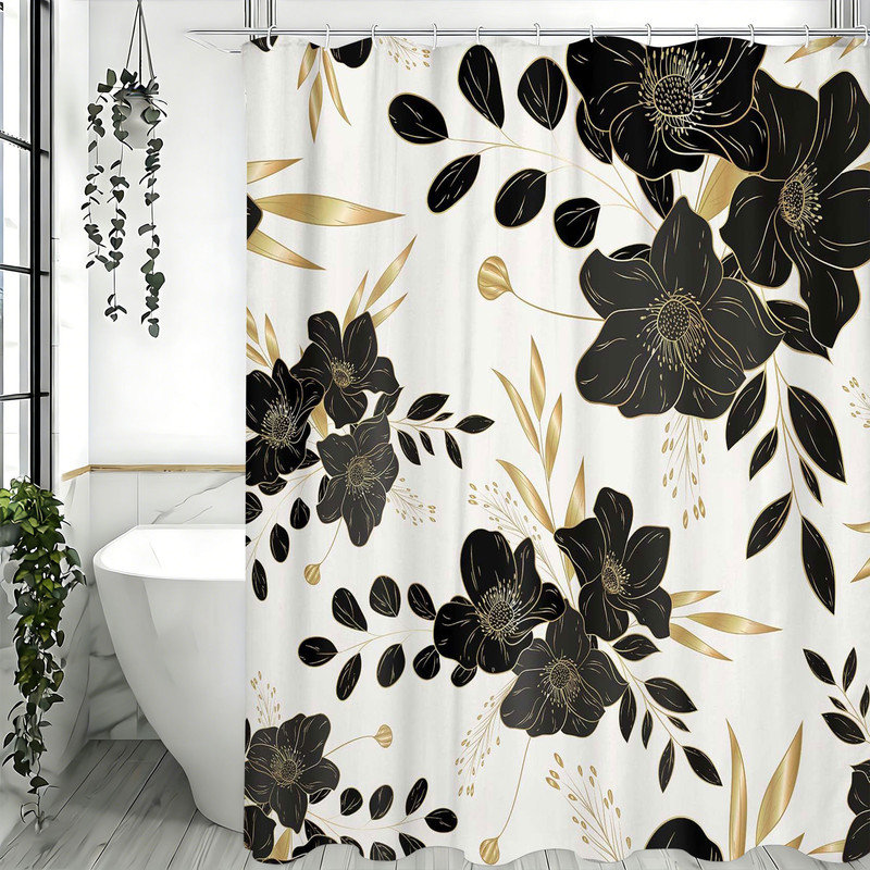 Shower Curtains with Hooks Included