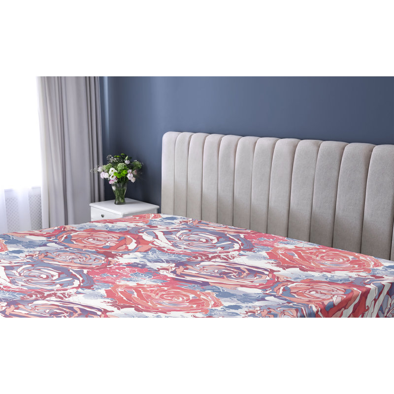 Drap-housse Ambesonne, Corail foncé, lavande, bleu / floral, Drap-housse très grand californien