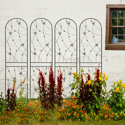 Ensemble de 4 treillis de jardin en métal 86,7 "x 19,7" antirouille pour plantes grimpantes déco papillon