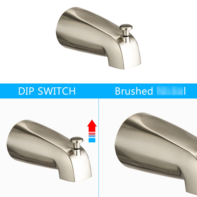 Tub Spout Shower System - High 2 In 1 Faucet With Valve. 7 Spray Modes For A Soothing Shower. Brushed Nickel Dual Faucet. Modes. All Metal Structure.