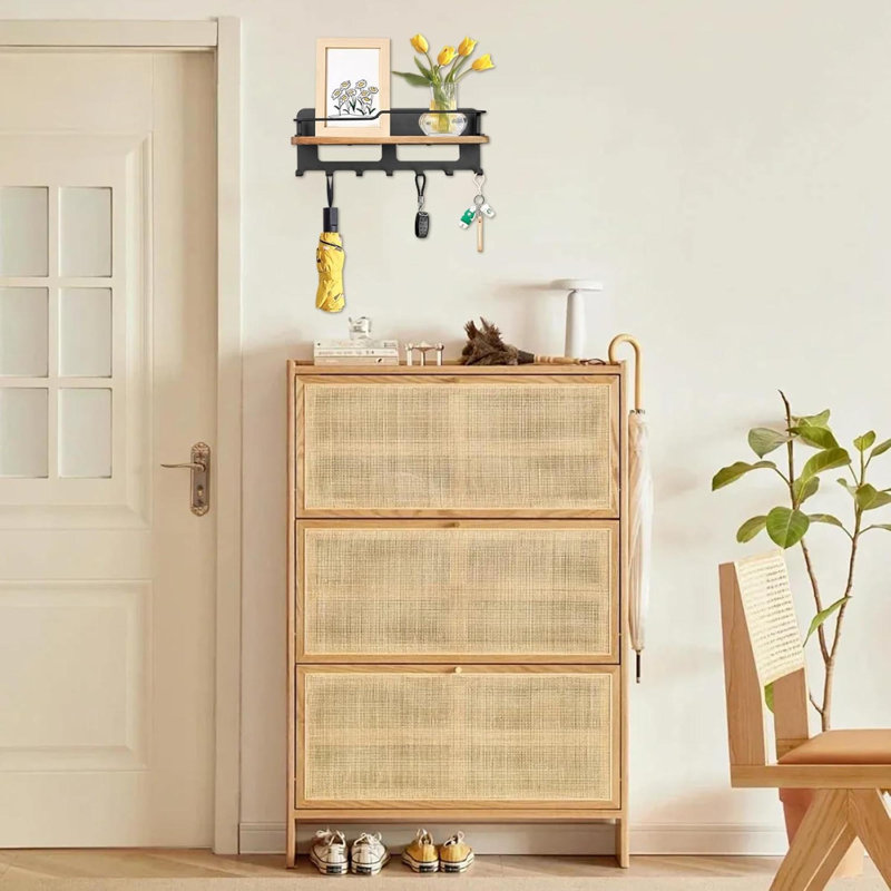 Wood Wall Organizer, Black/Brown