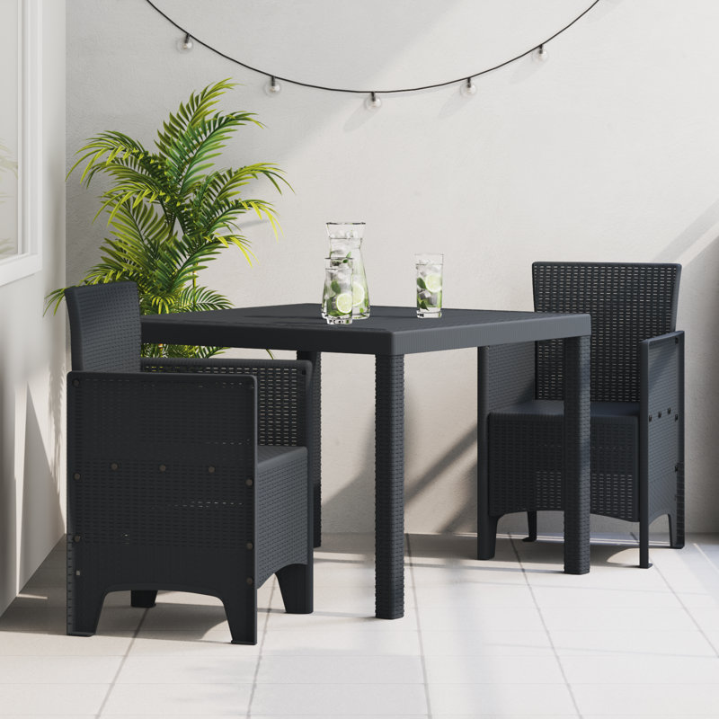 Ensemble de salle à manger de jardin 3 pièces vidaXL en polypropylène anthracite