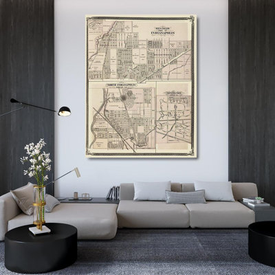 Trent Austin Design® Baskin Gallery Wrapped Canvas Art Titled: Indianapolis Indiana Landowner - Baskin 1876
