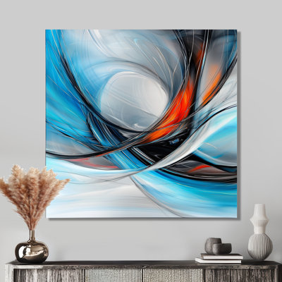 Désintégrant l'ordre de la fractale bleue et rouge I - Art abstrait sur métal, impression sur fractale