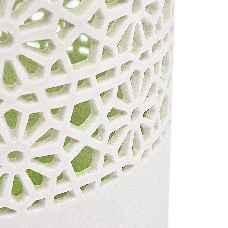 Bougeoirs en céramique - ensemble de 2, Blanc / vert