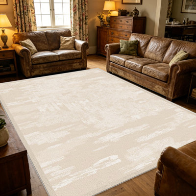 Tapis crème délavé pour le salon, doux et confortable, convient à toutes les saisons, facile à entretenir, tapis de sol intérieur lavable à la machine, sous la table de ferme convenant à la chambre à coucher, à la salle à manger, au bureau, au patio, au balcon, à la décoration intérieure