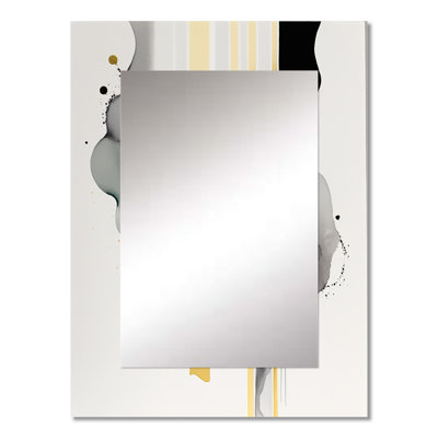Abstract Transitional Shapes Black II - Abstract Shapes Wall Mirror, Modern Decorative Mirror, Printed Metal Art