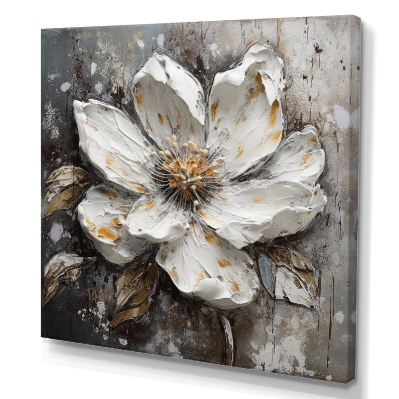 Ronn Melody of Daisy White and Black II sur toile, H 16 po x l 16 po x P 1 po, Toile tendue