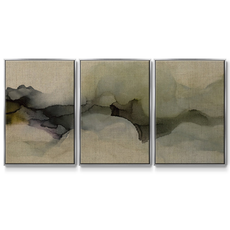 When It Rains It Pours - 3 pièces, reproduction sur toile, H 24 po x l 48 po x P 2 po, Encadrement argenté