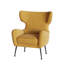 Fauteuil à oreilles rembourré en velours avec structure en bois massif