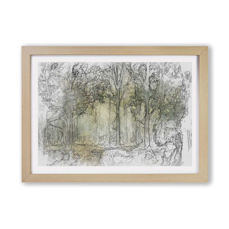 View of the Forest in the Spring - Framed Print, 24cm H x 33cm W x 2cm D, Oak