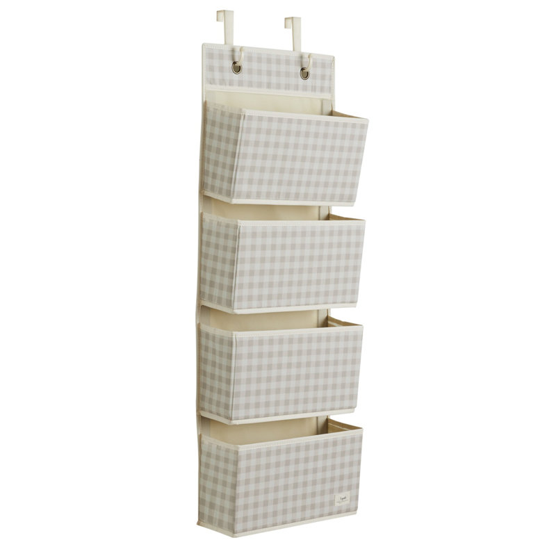 Organisateur de porte en tissu recyclé 3 pousses - beige vichy