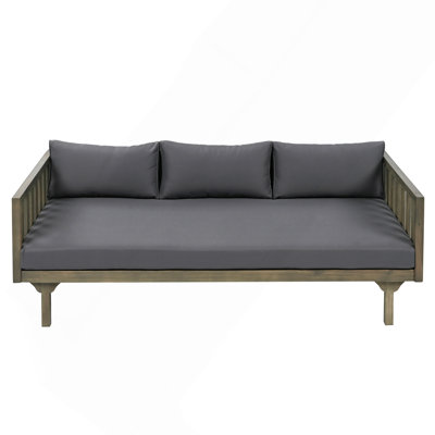 3 Seater Acacia Wood Daybed, Wooden Frame Day Bed with Water Resistant Cushions, Sofa Bed for Indoor Outdoor Home Decor