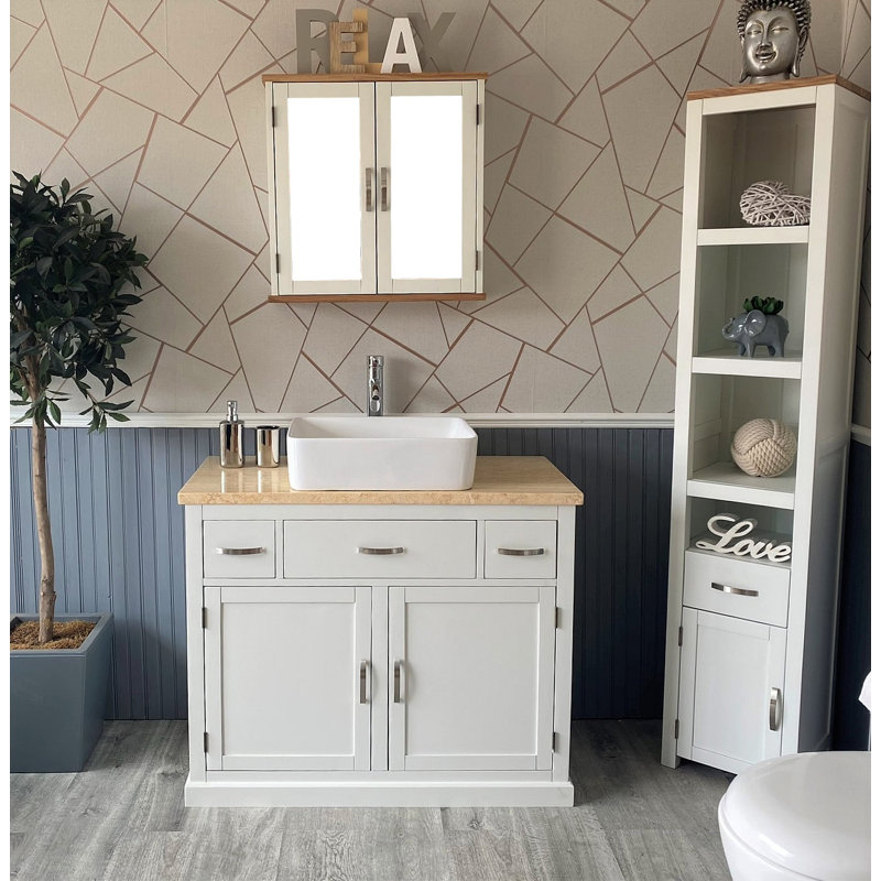 Ambellina 1000mm Single Bathroom Vanity with Vessel Ceramic Basin, White