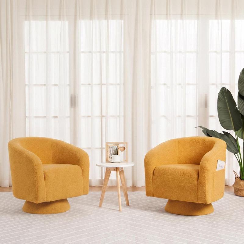 Fauteuil d'appoint pivotant à 360 °, Boucle jaune
