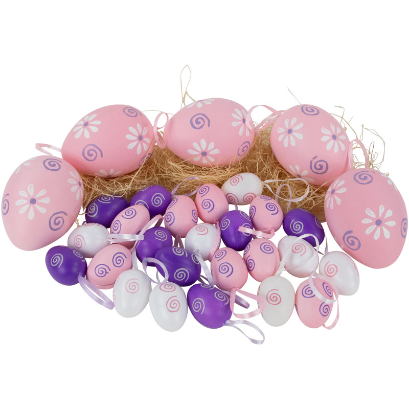 Ensemble de 29 ornements de Pâques en forme de pastel rose et mauve 29 pièces 3,25 "
