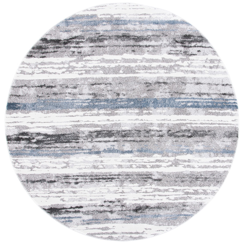 Tapis gris / bleu Southport, Rond 6 pi 7 po