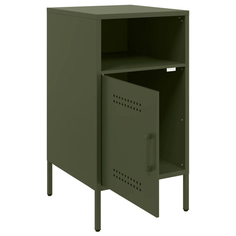 Bedside Cabinet 36x39x68 cm Steel, Olive Green