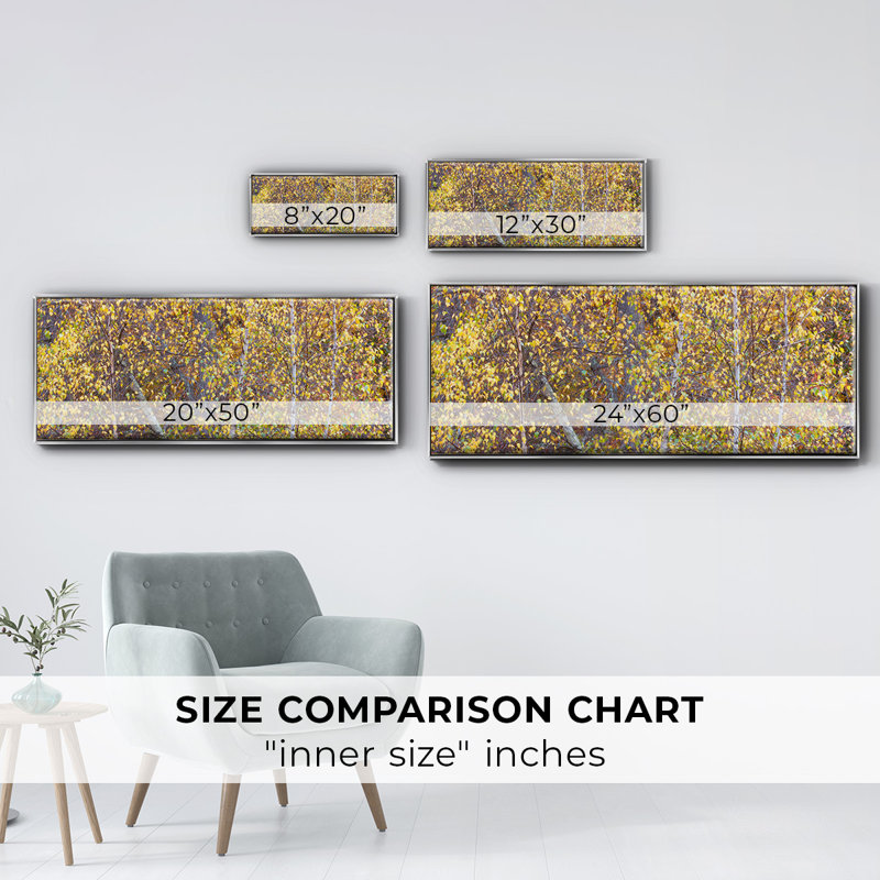 Tree Panorama III, reproduction d'art sur toile, H 20 po x l 50 po x P 1,5 po, Argent
