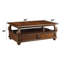 Table basse vintage rétro en bois de peuplier brun avec quatre tiroirs de rangement