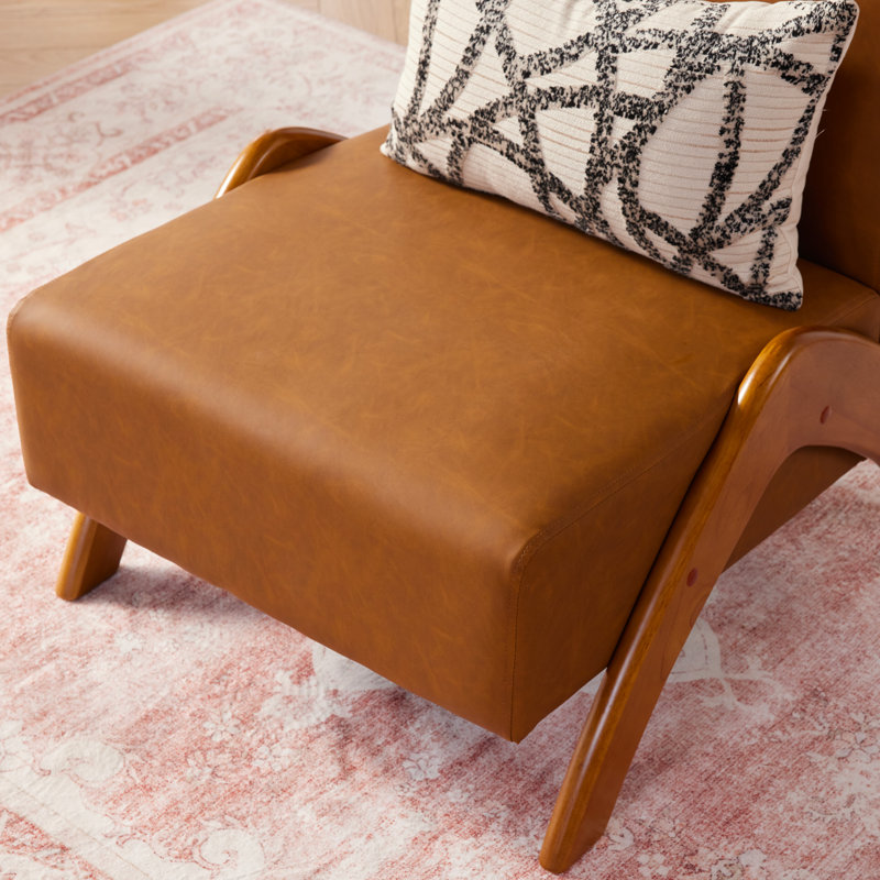 Chaise d'appoint rembourrée avec pieds en bois, Brun cognac
