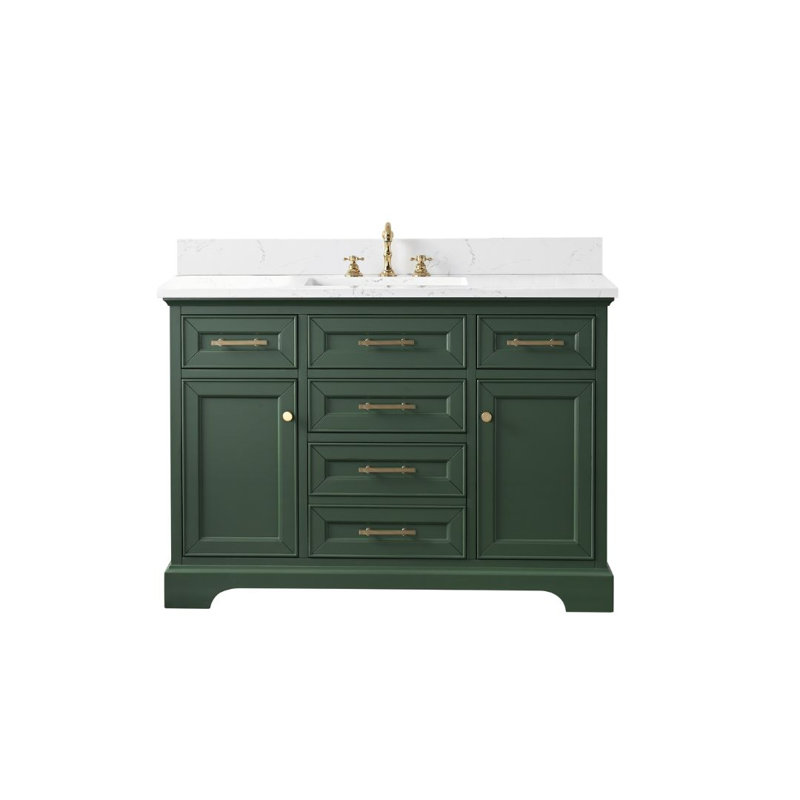Currahee 48" Single Bathroom Vanity Set, Evergreen/Brushed Gold