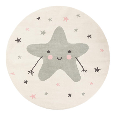 Whimsy Round Machine Woven Polypropylene Plastic Rug