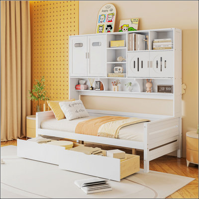 Lit de jour simple en bois avec 2 tiroirs