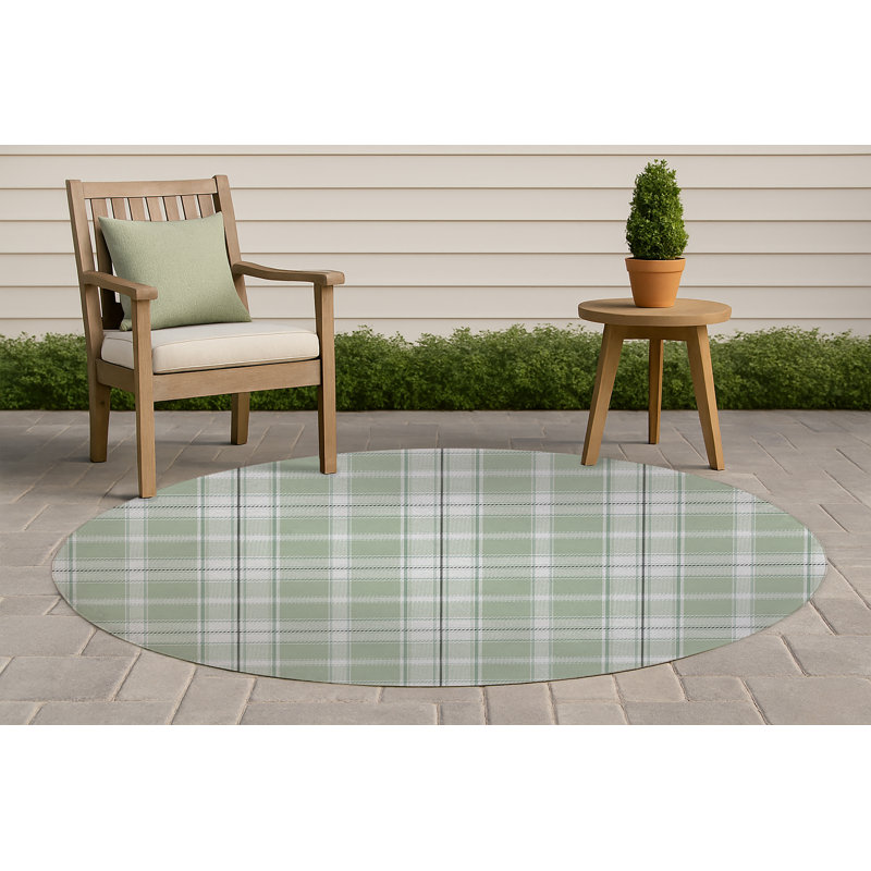 Billy Tartan Non-Slip Outdoor Rug, Round 5'