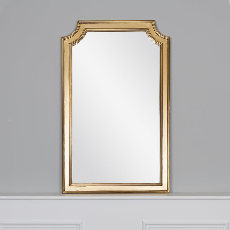 Wood Rectangle Wall Mirror, Gold