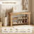 3-Tier Solid Wood Shoe Rack Bench with Slatted Shelves