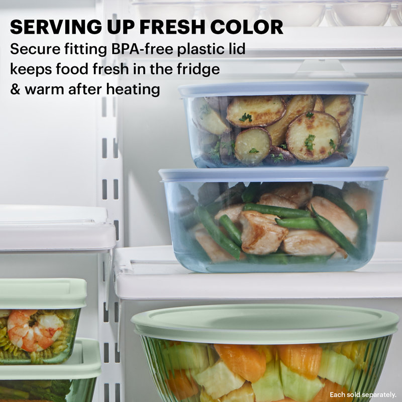 Pyrex Simply Store Tinted 3-Pack Round Storage Set with Plastic Lids, Blue