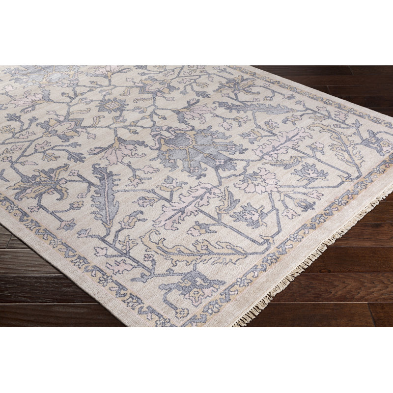 Tapis gris anthracite / kaki noué à la main Daison, Rectangle 9 pi x 13 pi