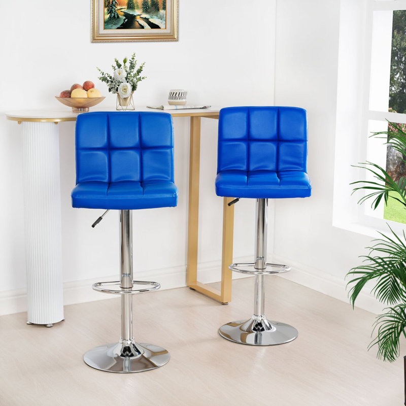 Tabourets de bar pivotants et réglables en hauteur, Bleu