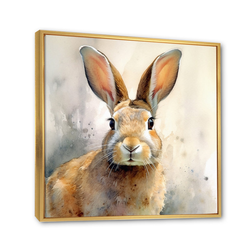 Sweet Rabbit II - Lapin, art mural, Cadre flottant doré, H 36 po x l 36 po x P 1,5 po