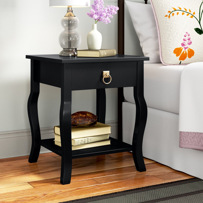 Table de bout avec rangement Banton, Noir satiné