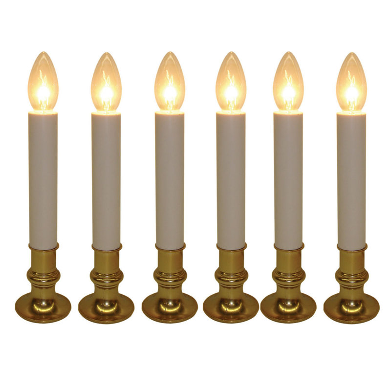 Unscented Flameless Taper Candle with Plastic Holder