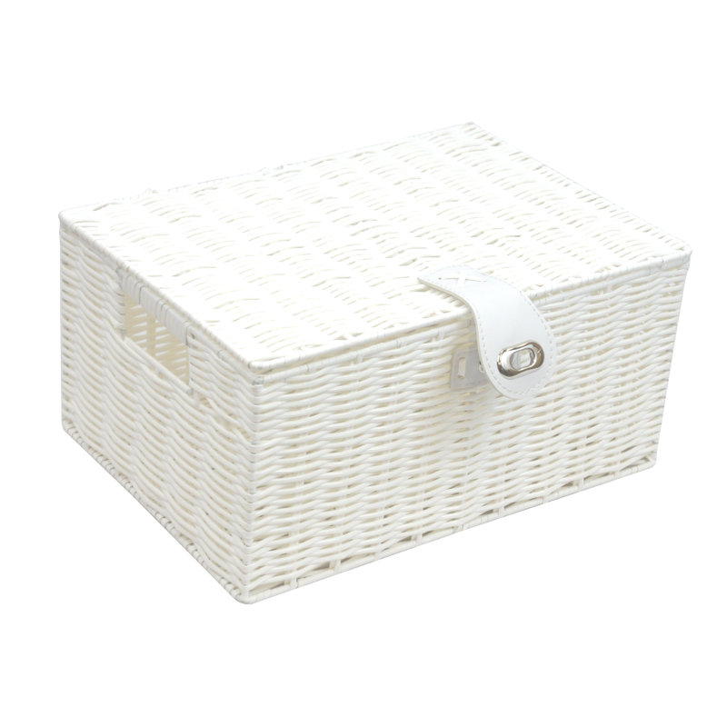 Brambly Cottage Plastic Decorative Basket, 15.5cm H x 33cm W x 24cm D, White