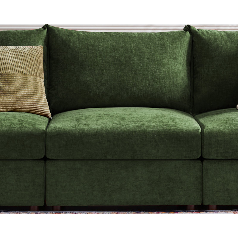 102'' Wide Reversible Modern Modular Sectional Sofa With Storage Ottoman -Premium Chenille Fabric, Green 