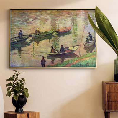 «Fishermen on the seine at Poissy» par Claude Monet, reproduction sur toile flottante