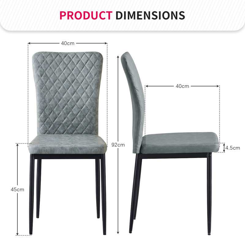 45cm H Upholstered Side Chair, Light Grey
