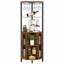 Armoire de bar d'angle 63,4 "avec lumières à DEL, armoire à vin haute avec rangement, armoire à alcool industrielle à 5 niveaux avec supports en verre, tablettes réglables