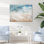 Vue aérienne moderne de sable bleu et beige moderne I - plage de sable de bord de mer, art mural