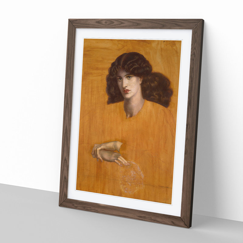 The Lady of Pitty by Dante Gabriel Rossetti - Picture Frame Painting, 36cm H x 27cm W x 2cm D, Walnut