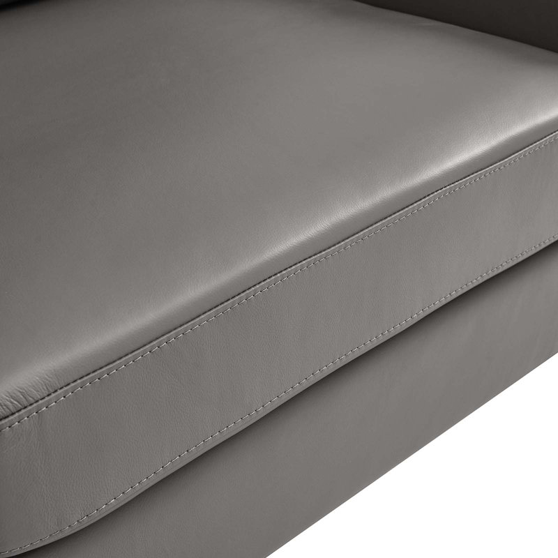 Causeuse en cuir Corland, Cuir véritable gris