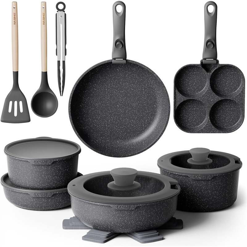 20 - Piece Aluminum Cookware Set, Grey