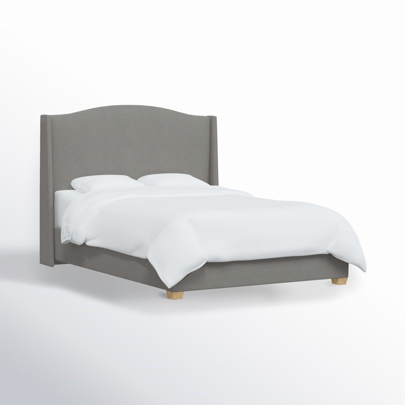 Allis Upholstered Wingback Bed, Classic Grey Linen, Twin