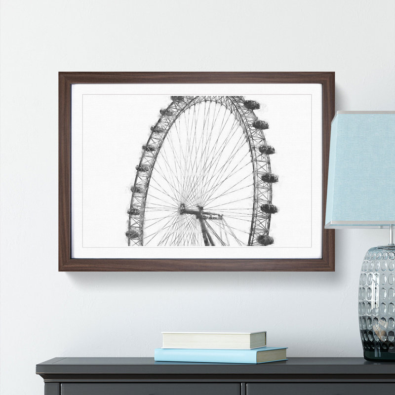 The London Eye London - Picture Frame Painting Print, Walnut Framed, 33cm H x 45cm W x 2cm D