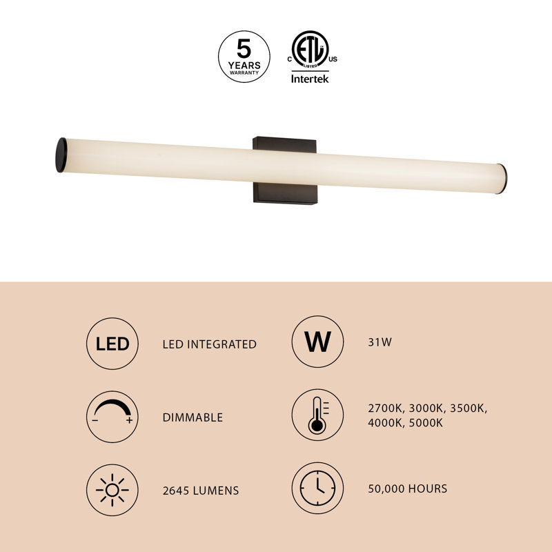 Rico 36-in Black dimmable LED Wall Sconce, Nickel