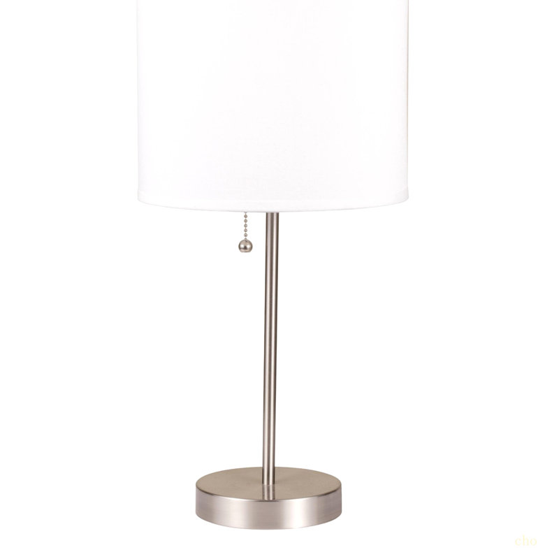 Lampe de table haute 19 po en métal avec abat-jour blanc